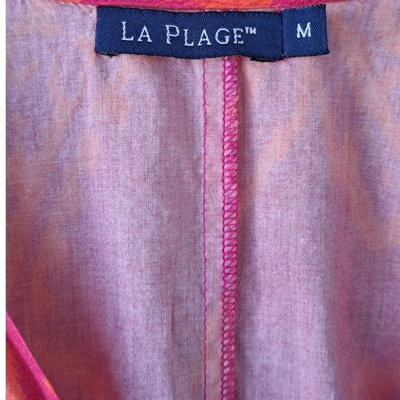 LA PLAGE Vintage Kaftan Maxi Dress Size Medium Pink Orange Resort Beachy Boho - Picture 7 of 10